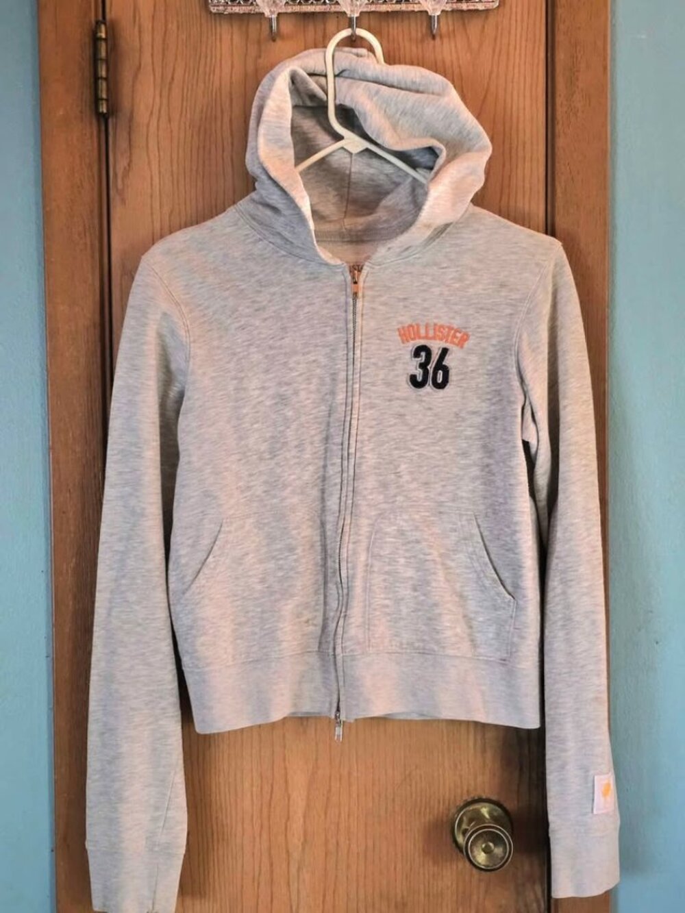 Size L Gray Hollister Soccer Camp Laguna Beach Zip Up Hoodie with Pockets